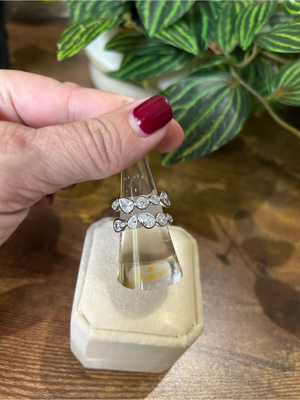 Bomb Party OG Rhodium & Diamond CZ Ring, Size 7